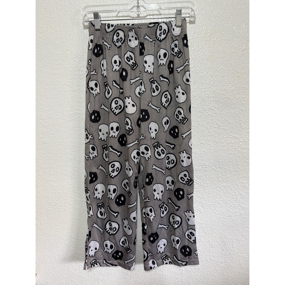 Cherokee Kids Grey Doodle Skull Pajama Pants Size M 8/10 Flame Resistant 291093